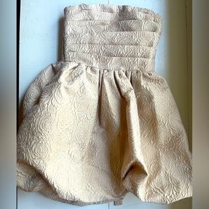 Pink/rose gold rose floral strapless lace up back party dress size small